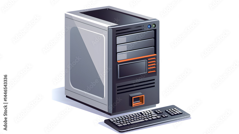 Professional Computer Case Icon for Modern PC Tower System. Technology and Hardware Concept. Professional Computer Case Icon for Modern PC Tower System. Technology and Hardware Concept.