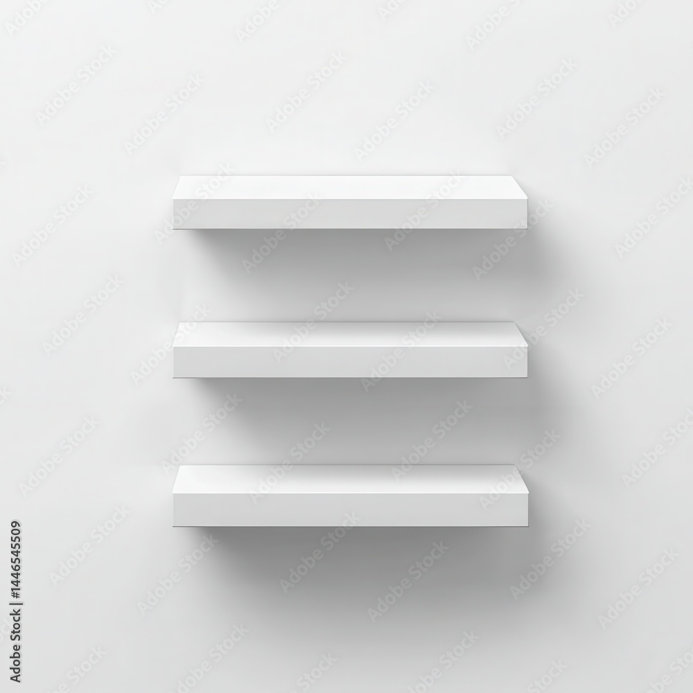 Empty white floating shelves Empty white floating shelves