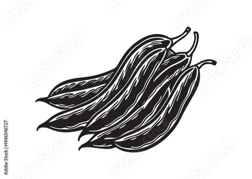 Green beans silhouette vector