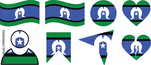 Australian Torres Strait Islander national symbol designs in various shapes. Flag of the Australian Torres is a sign symbol.