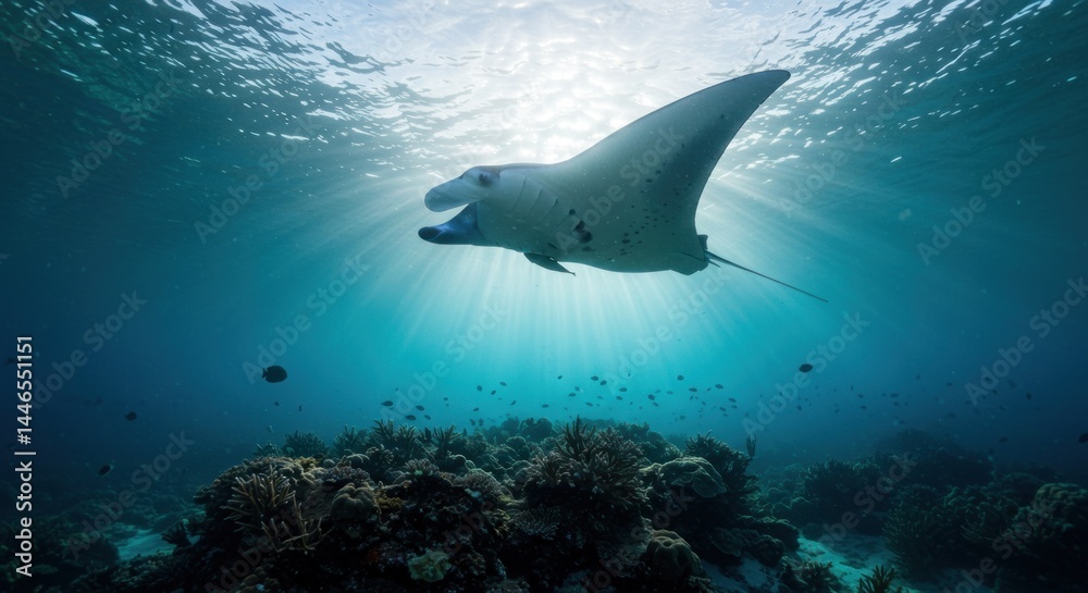 Fototapeta premium Manta Ray Underwater Photo