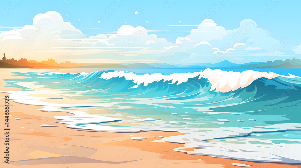 Fototapeta premium Professional Blur Beach Seascape Stock Vector Illustration for Web and Print Designs