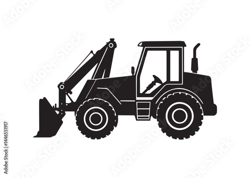 Backhoe loader silhouette vector