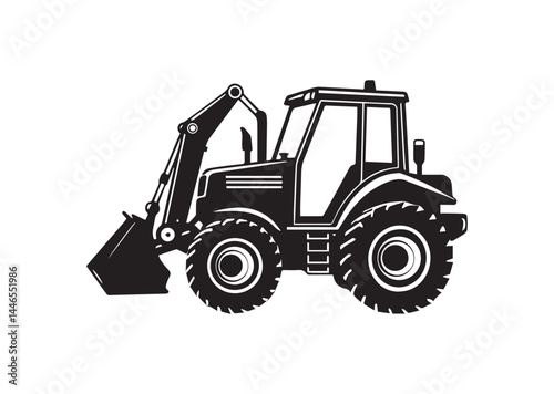 Backhoe loader silhouette vector