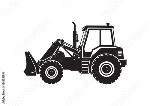 Backhoe loader silhouette vector