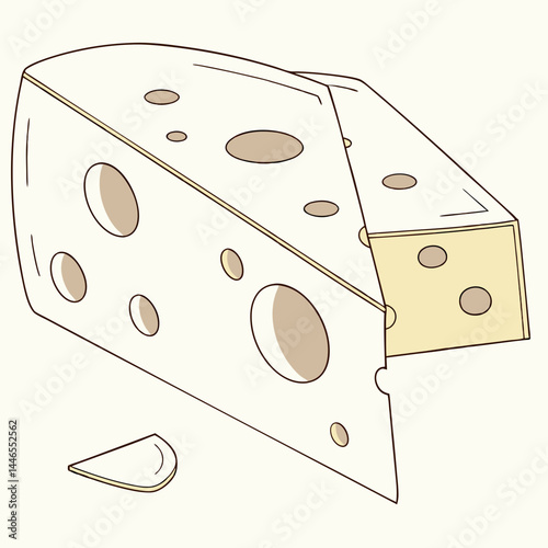 Cartoon Cheese Wedge With Holes Simple Vector Illustration Graphic Design