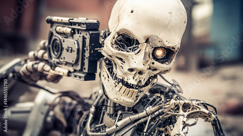 battle-worn humanoid robot ...