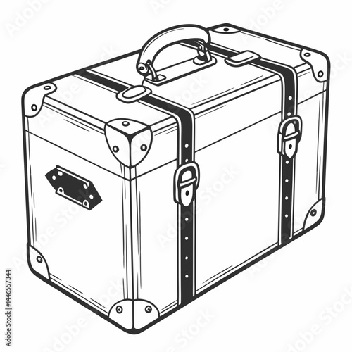 Hand Drawn Vintage Trunk Line Art Isolated On White Background
