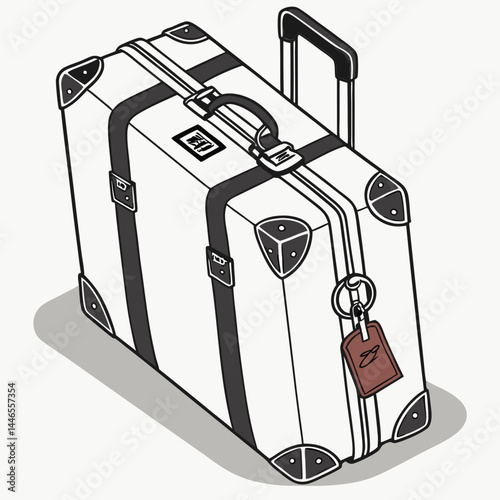 Illustrated Suitcase With Tag For Travel Adventures And Vacation Time