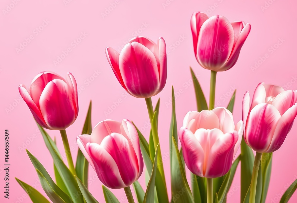 Soft pink background, vibrant spring tulips in bloom, Mother's Day, wedding Soft pink background, vibrant spring tulips in bloom, Mother's Day, wedding