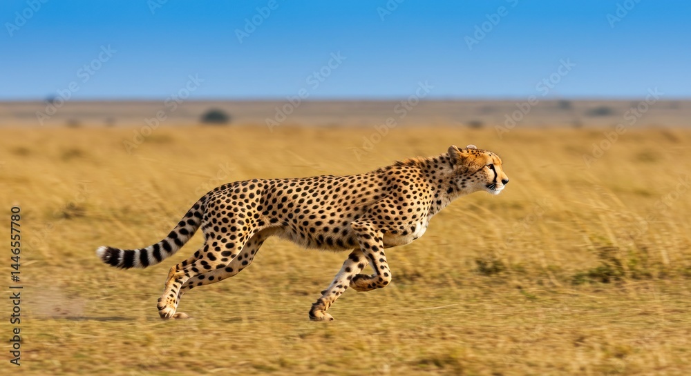 Obraz premium Cheetah Running in Grassland (Photo)