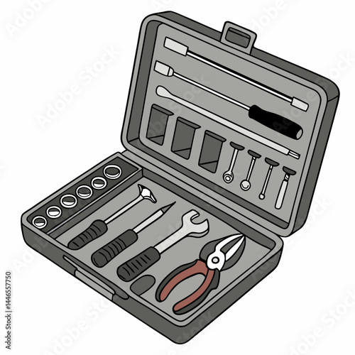 Open Toolbox With Wrenches Pliers And Sockets For Home Repair