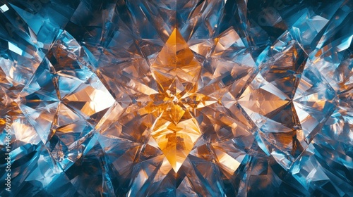 Refracted luminosity kaleidoscope of fractured crystalline structures abstract art