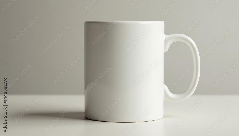 Obraz premium Classic white mug, handle visible, clean background, drink, tableware