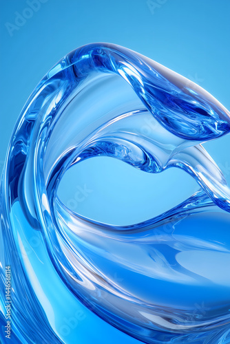 Blue fluid abstract: A dynamic, swirling form evokes purity and motion against a serene blue background.