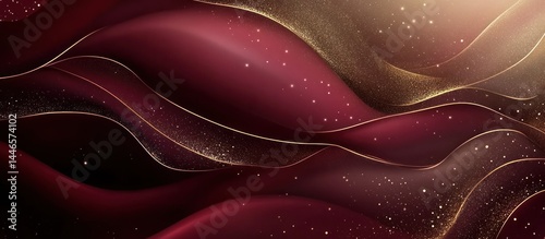 Elegant Abstract Background: Burgundy and Gold Swirls