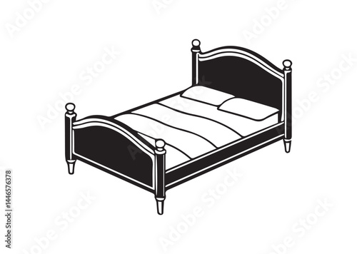 Bed silhouette vector