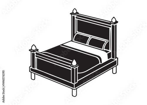 Bed silhouette vector