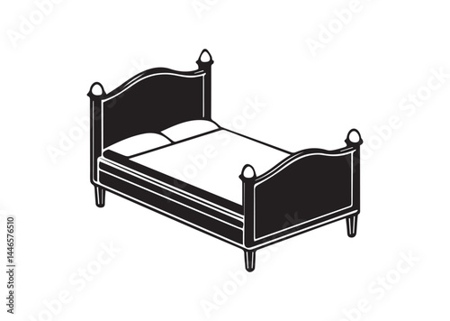 Bed silhouette vector