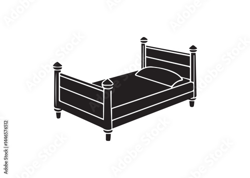 Bed silhouette vector