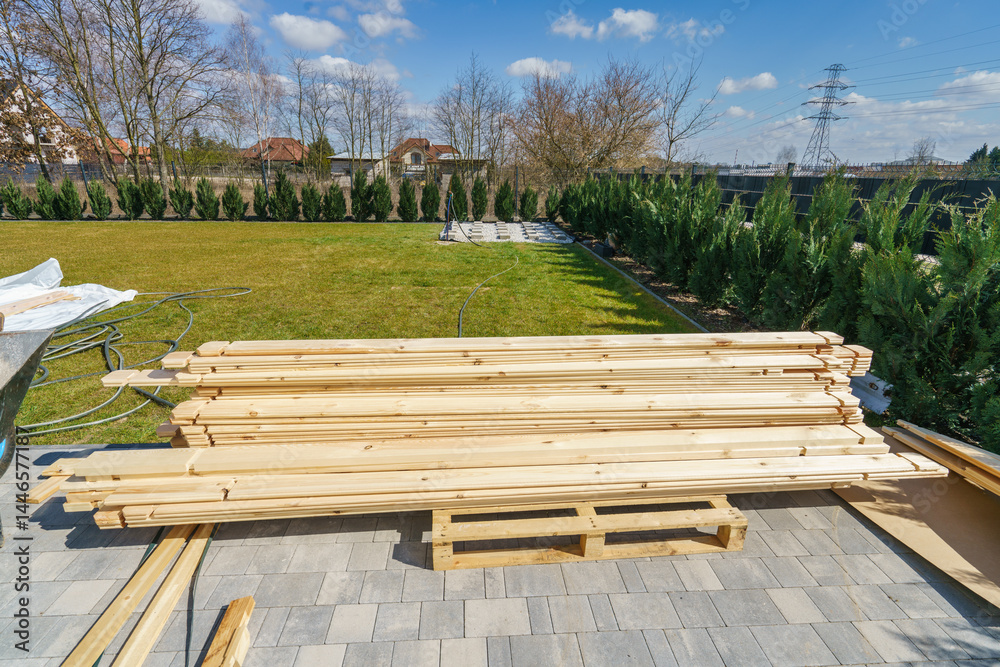 Wooden pre-cut slabs for garden shed