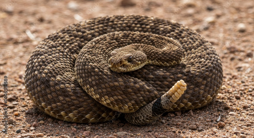 Obraz premium Rattlesnake coiled on ground - Photo