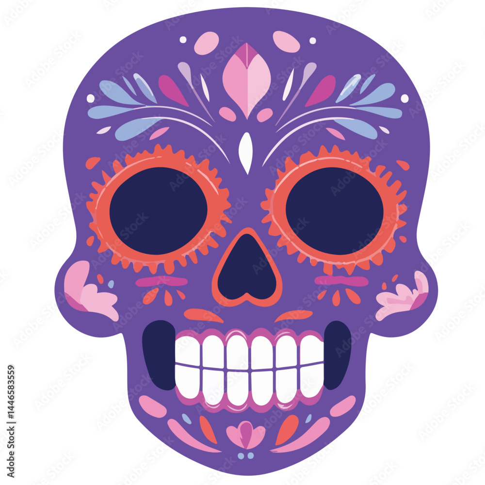 Naklejka premium classic day of the dead skull, sugar skull