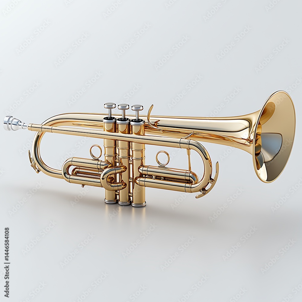 Obraz premium Elegant Gold Trumpet Musical Instrument High Resolution Photo Artistic Render
