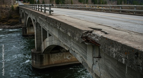 Concrete bridge damage, photo