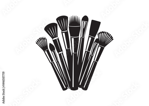 Brushes makeup silhouette vector