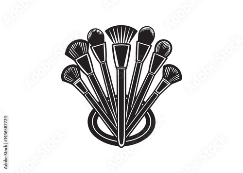 Brushes makeup silhouette vector
