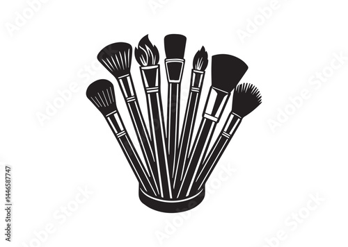 Brushes makeup silhouette vector