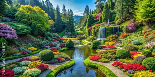 Sunken Gardens Butchart Gardens AI Photorealistic Landscape