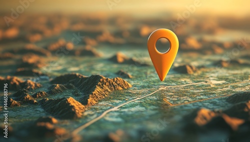 Location marker on detailed terrain map