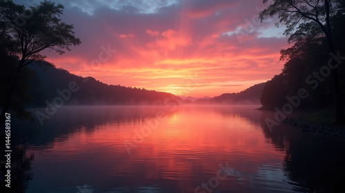 Peaceful Pond: Capturing the Sunset's Glow