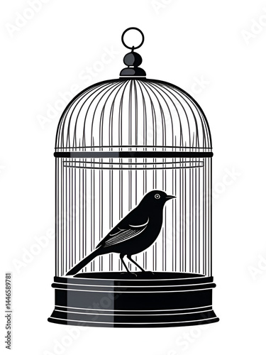 Open bird cage icon. Clipart image isolated on white background