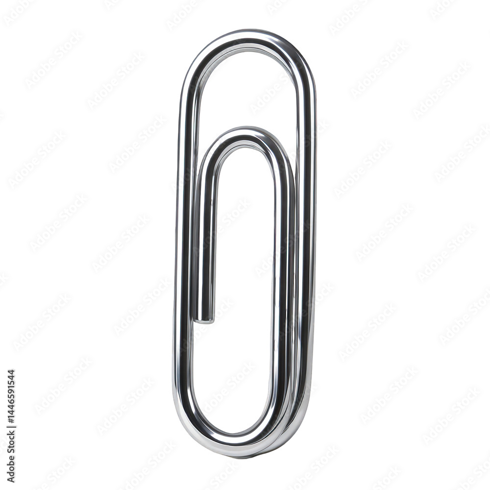 A classic metal paperclip stands tall, its shiny surface reflecting light, a simple tool for organization. A classic metal paperclip stands tall, its shiny surface reflecting light, a simple tool for organization.