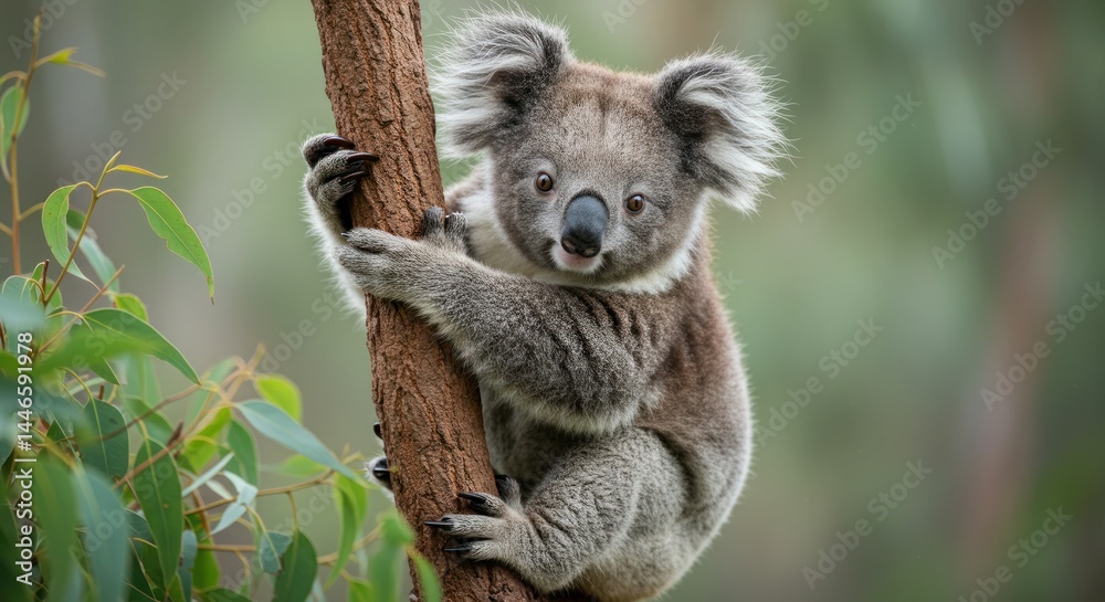 Fototapeta premium Cute Koala on a Tree, Photo