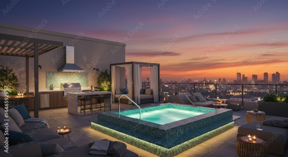 Obraz premium Rooftop Terrace Illustration