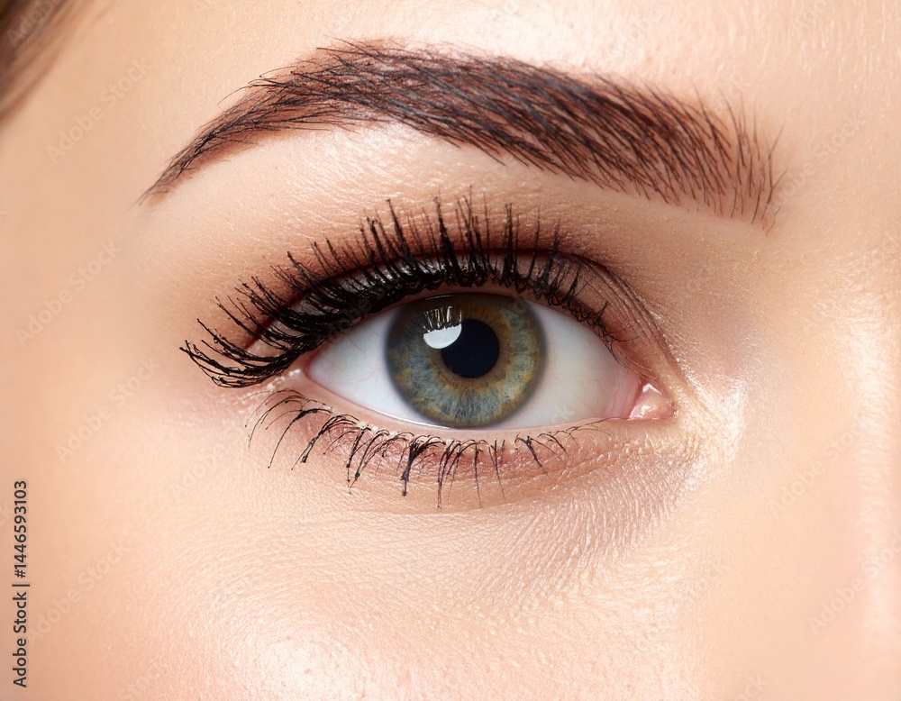 Naklejka premium A girl, applying mascara on her eyes