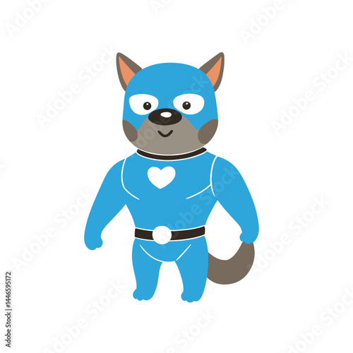 Superhero Boxer Dog Mascot in Heroic Pose – Powerful Cartoon Animal Character Art