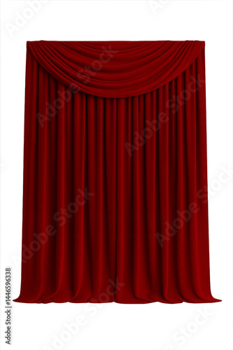 Velvet Curtain: A rich, velvety red curtain is elegantly draped, filling the frame with luxurious texture and a sense of theatrical anticipation.