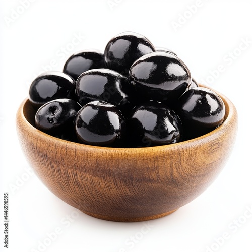 Dark olives in wooden bowl (5) photo