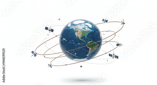 Fototapeta Naklejka Na Ścianę i Meble -  Satellites Orbiting Earth GPS and Global Communication