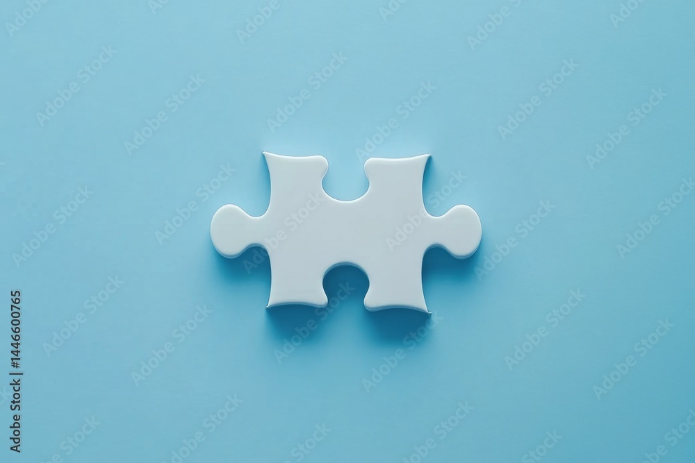 Obraz premium Single white puzzle piece on light blue background