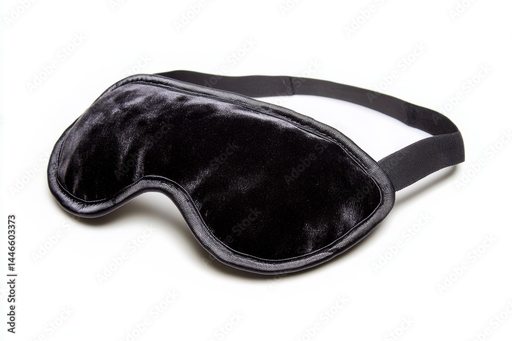 Black eye mask for sleep. Soft velvet material, adjustable straps for comfortable use Black eye mask for sleep. Soft velvet material, adjustable straps for comfortable use