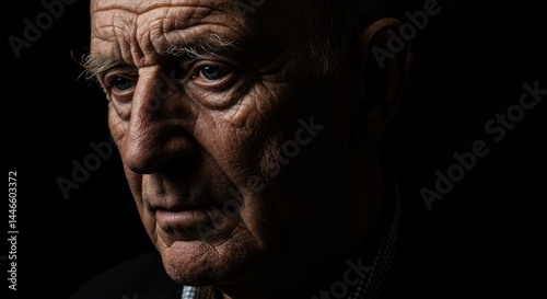Old man portrait, dramatic lighting - photo