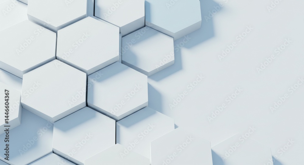 Abstract White Hexagon Pattern with Subtle Shadows Abstract White Hexagon Pattern with Subtle Shadows