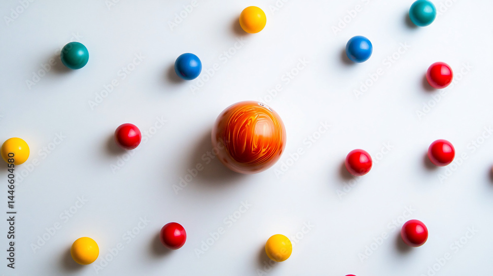 Colorful spheres on white surface Colorful spheres on white surface