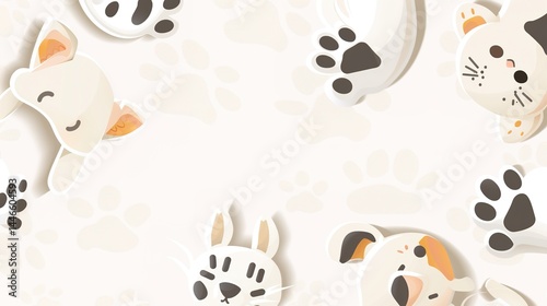 Creative White Pet Theme Background Design: Playful, Modern, and Heartwarming for Pet Projects